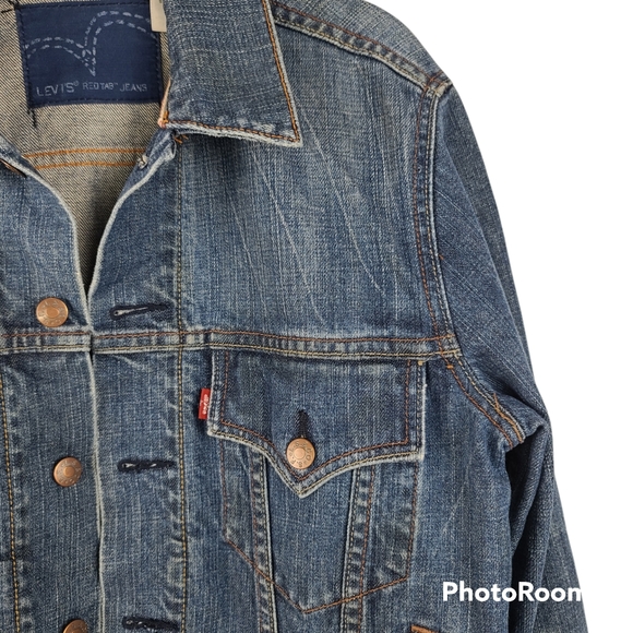 Levi's Slim Trucker Denim Jacket Women's Medium Red Tab PRICE FIRM - Picture 3 of 9